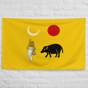 Vijayanagar Empire Flag featuring historic symbols associated with the Vijayanagara Empire, one of the most powerful dynasties in Indian history.
