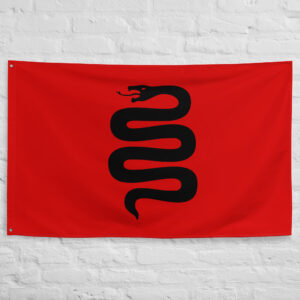 Near Harad Flag featuring the iconic Black Serpent symbol on a red background representing the legendary Haradrim kingdoms of Middle-earth.