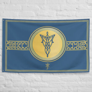 Rivendell Flag from Lord of the Rings featuring elegant Elven symbols and decorative patterns representing the realm of Elrond in Middle Earth.