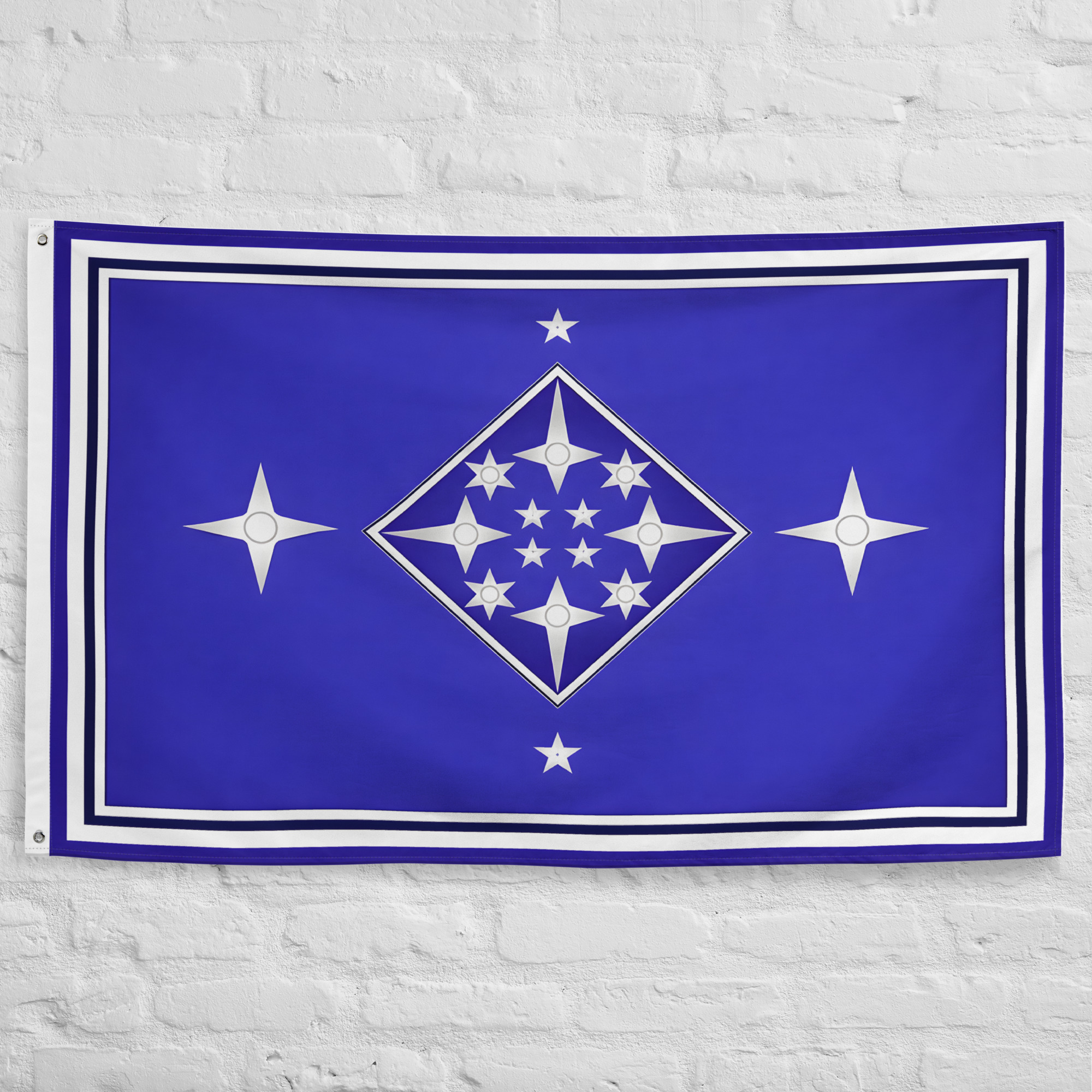 lindon-flag-western-elven-realm-lotr-banner Lindon Flag featuring celestial stars and Elven symbolism inspired by the Western Elven Realm of Lindon in The Lord of the Rings and Middle Earth.