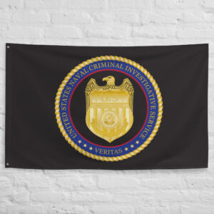 NCIS Flag featuring the official Naval Criminal Investigative Service seal on a black background representing the federal law enforcement agency.