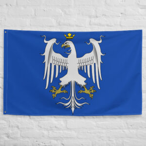Duchy of Modena and Reggio Flag featuring the white Este eagle on a blue background representing the historic Italian duchy and the House of Este.
