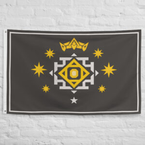 Lonely Mountain Flag featuring a royal dwarven emblem, crown, and stars inspired by Erebor and the Dwarven Kingdom of The Lord of the Rings and The Hobbit.