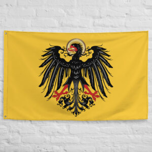 Holy Roman Empire Flag featuring the black imperial eagle on a golden background representing the 15th-century Holy Roman Empire, the Kingdom of Germany, and medieval European heritage.
