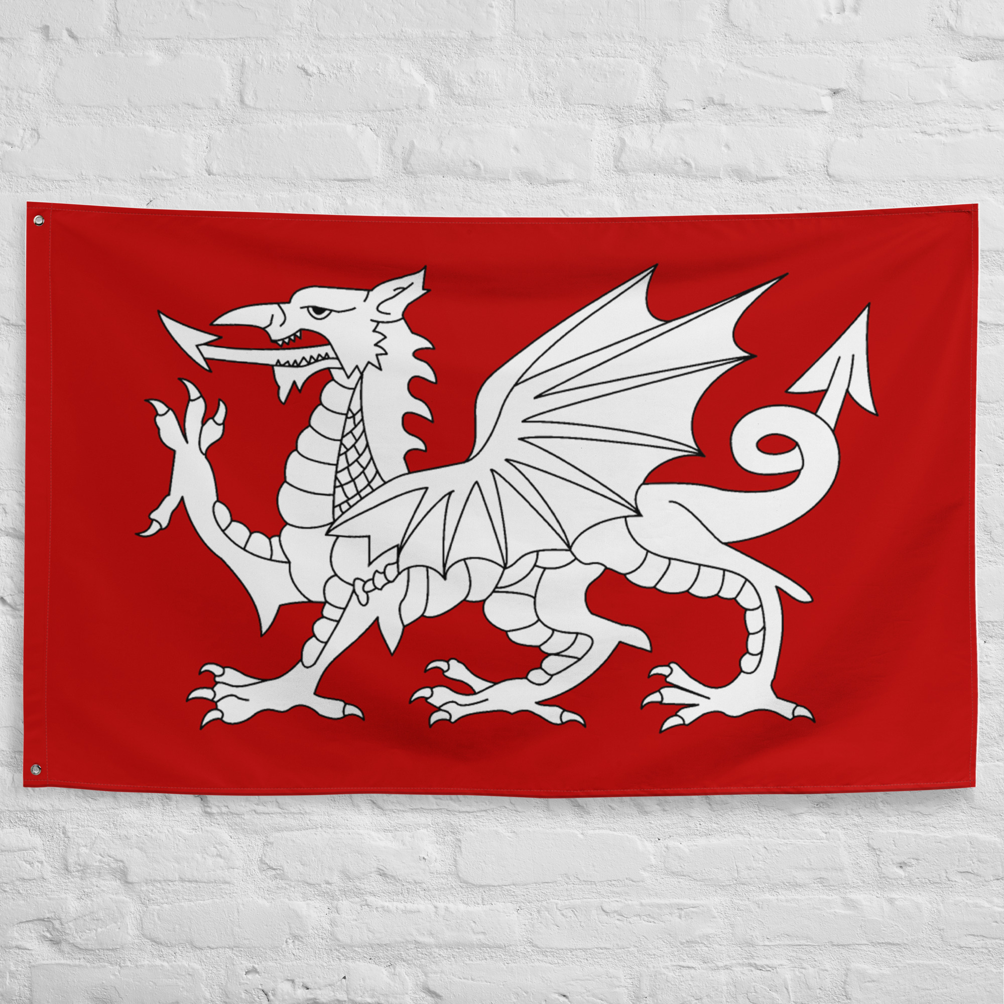 anglo-saxon-dragon-flag.jpg Anglo-Saxon Dragon Flag featuring the white dragon of early England on a red historical banner.