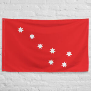 Cherokee War Flag featuring seven white stars on a red field representing Cherokee heritage, cultural identity, and the legacy of the Cherokee Nation.