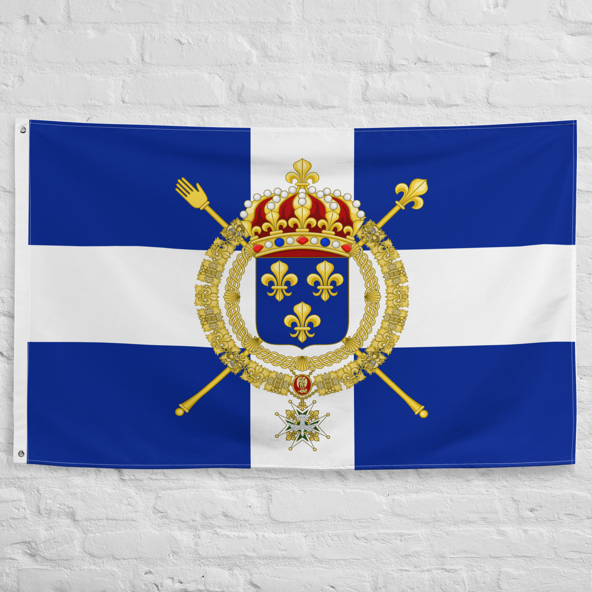 french-naval-ensign.jpg French Naval Ensign featuring Bourbon royal arms, fleur-de-lis symbols, and the historic maritime banner of the Kingdom of France.
