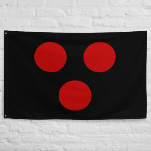 Timurid Dynasty Flag featuring three red circles on a black field, historic banner of the Timurid Empire founded by Timur in Central Asia.