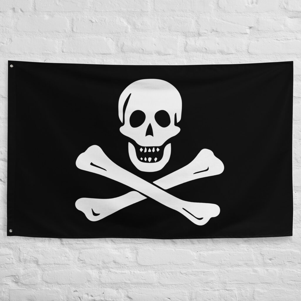What Is a Jolly Roger pirate flag with skull and crossbones symbol representing historical pirate flags and maritime piracy