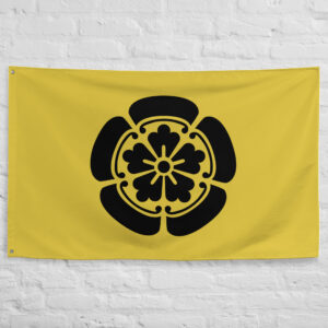 Oda Clan Crest Flag featuring the iconic Oda family mon associated with Oda Nobunaga and the Sengoku period of feudal Japan.