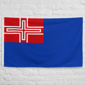 Kingdom of Sardinia Flag featuring a blue field with the historic Savoy ensign in the canton representing the royal Kingdom of Sardinia.