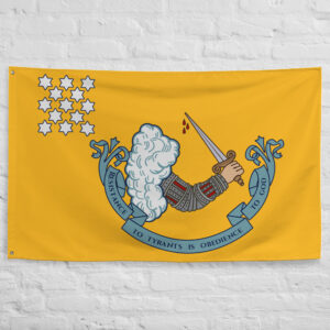 Resistance to Tyrants Flag featuring the historic Gostelowe Standard design and the motto Resistance to Tyrants is Obedience to God