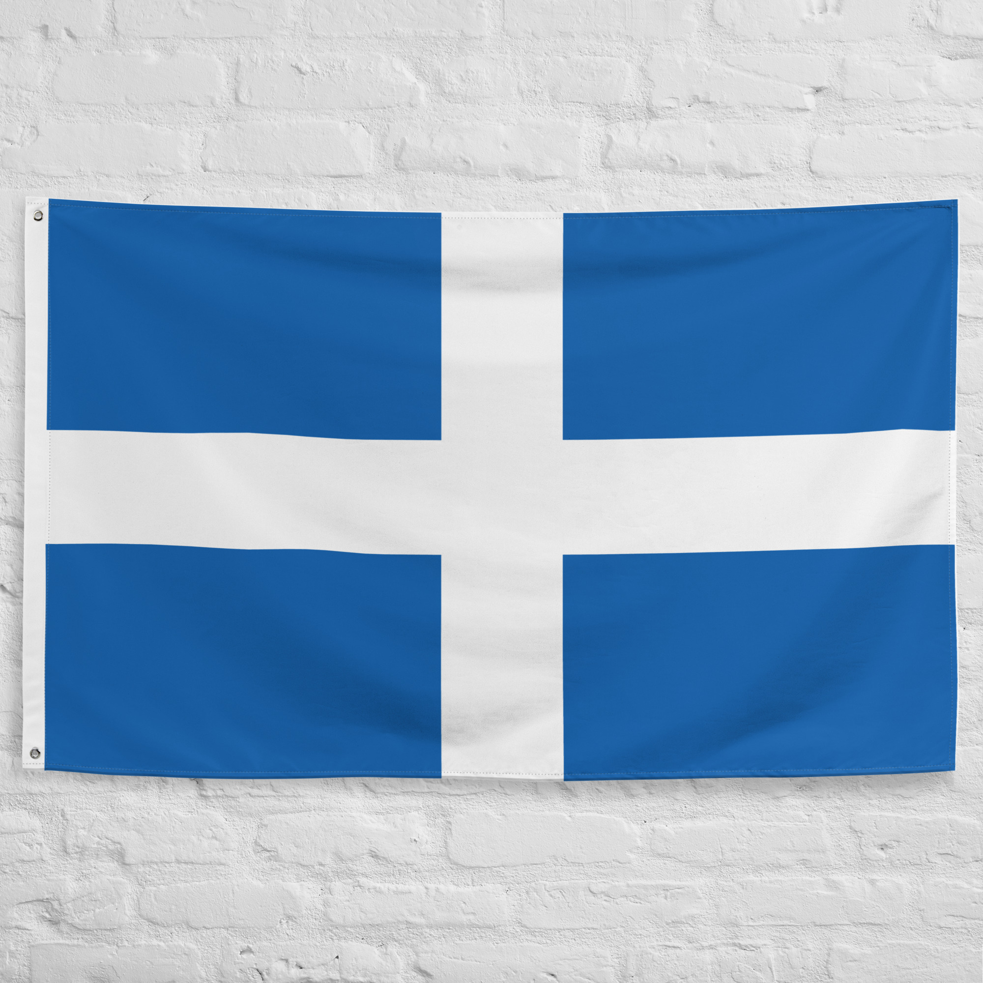 hellenic-republic-flag.jpg Vintage Hellenic Republic Flag featuring a white cross on a blue field, a historic symbol of Greece and Greek national heritage.