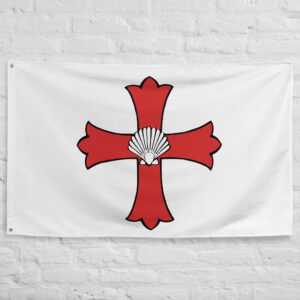 Knights of Saint Thomas Flag featuring the historic red crusader cross associated with the medieval military order founded in Acre during the Crusades.