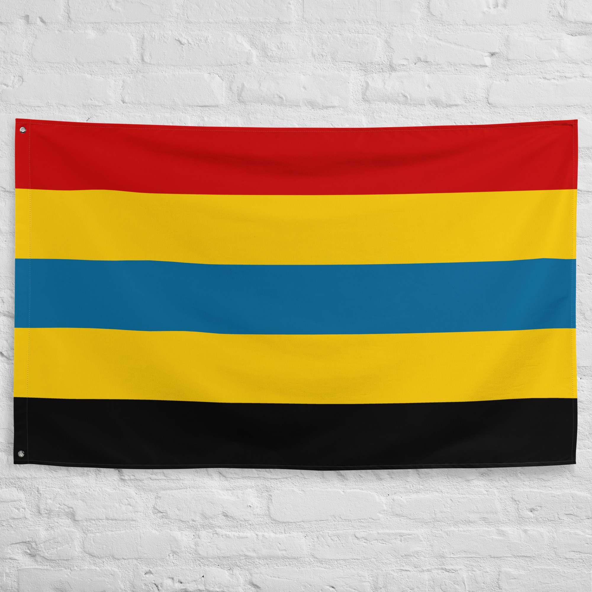 aromanian-flag-paris-peace-conference-heritage-banner Aromanian Flag featuring red, yellow, blue, yellow, and black horizontal stripes representing Aromanian heritage, culture, and identity in the Balkans.