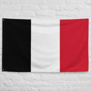 1798 Roman Republic Flag featuring the historic black white and red tricolor associated with revolutionary Rome and republican government.