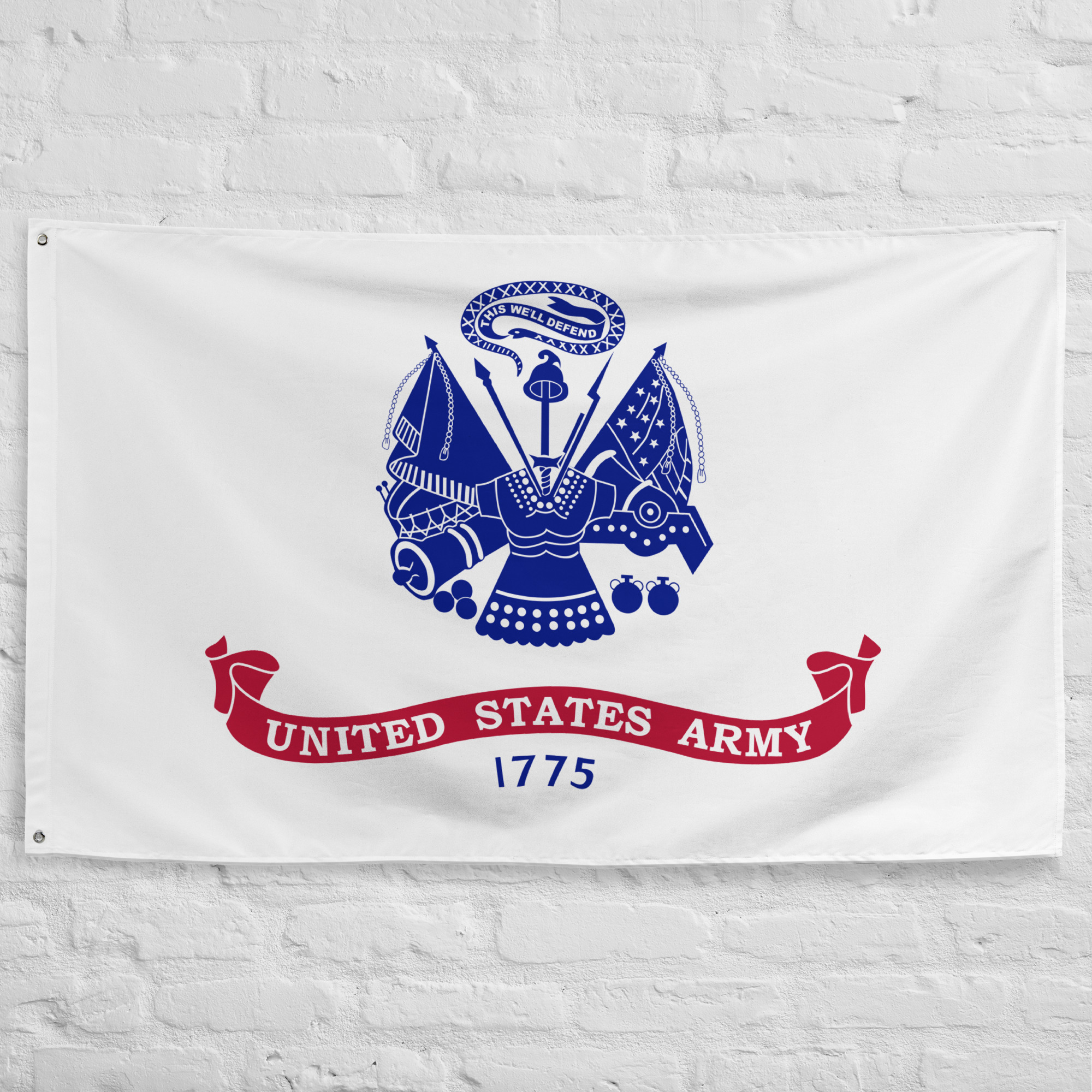 United States Army Flag featuring the official Army emblem and 1775 date representing the heritage, service, and traditions of the U.S. Army.
