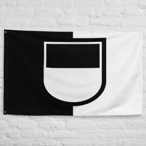 Ulm Flag featuring a black and white design with the historic coat of arms of the Free Imperial City of Ulm.