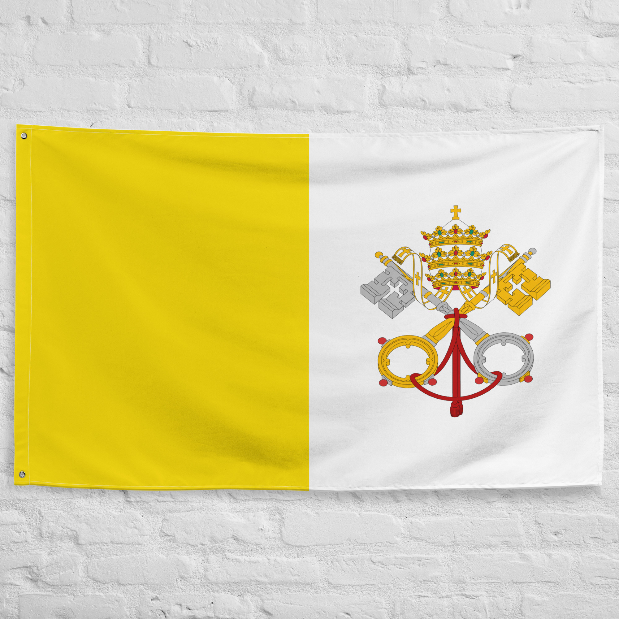 papal-states-flag-1825-1870.jpg Papal States Flag (1825–1870) featuring the papal keys and tiara on the historic yellow and white Vatican banner.