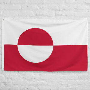 Greenland Flag featuring the iconic red and white circle design, official national banner of Kalaallit Nunaat and Greenland.