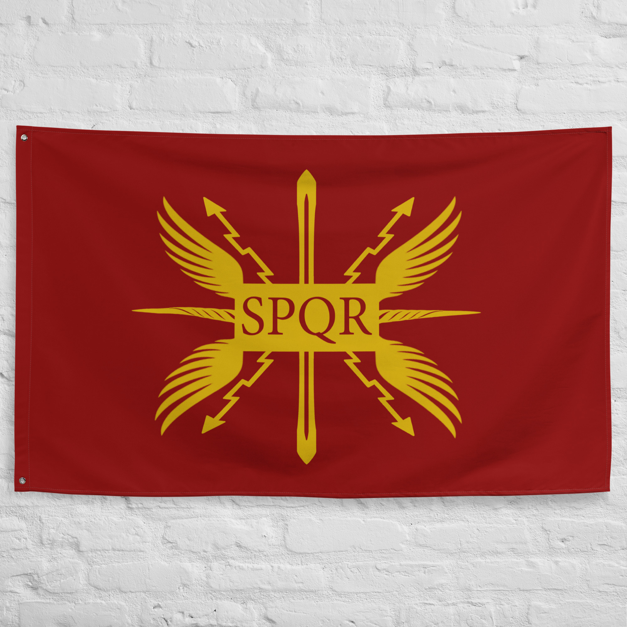 SPQR Banner inspired by Ancient Rome featuring the famous Senatus Populusque Romanus emblem associated with the Roman Republic and Roman Empire.