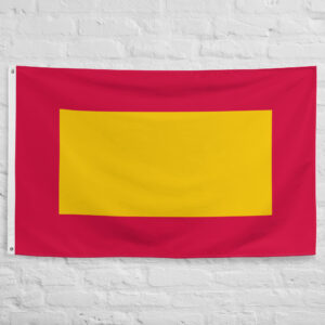 Mali Empire Flag featuring a yellow field with a red border representing the historic Mali Empire, one of the greatest kingdoms in medieval African history.