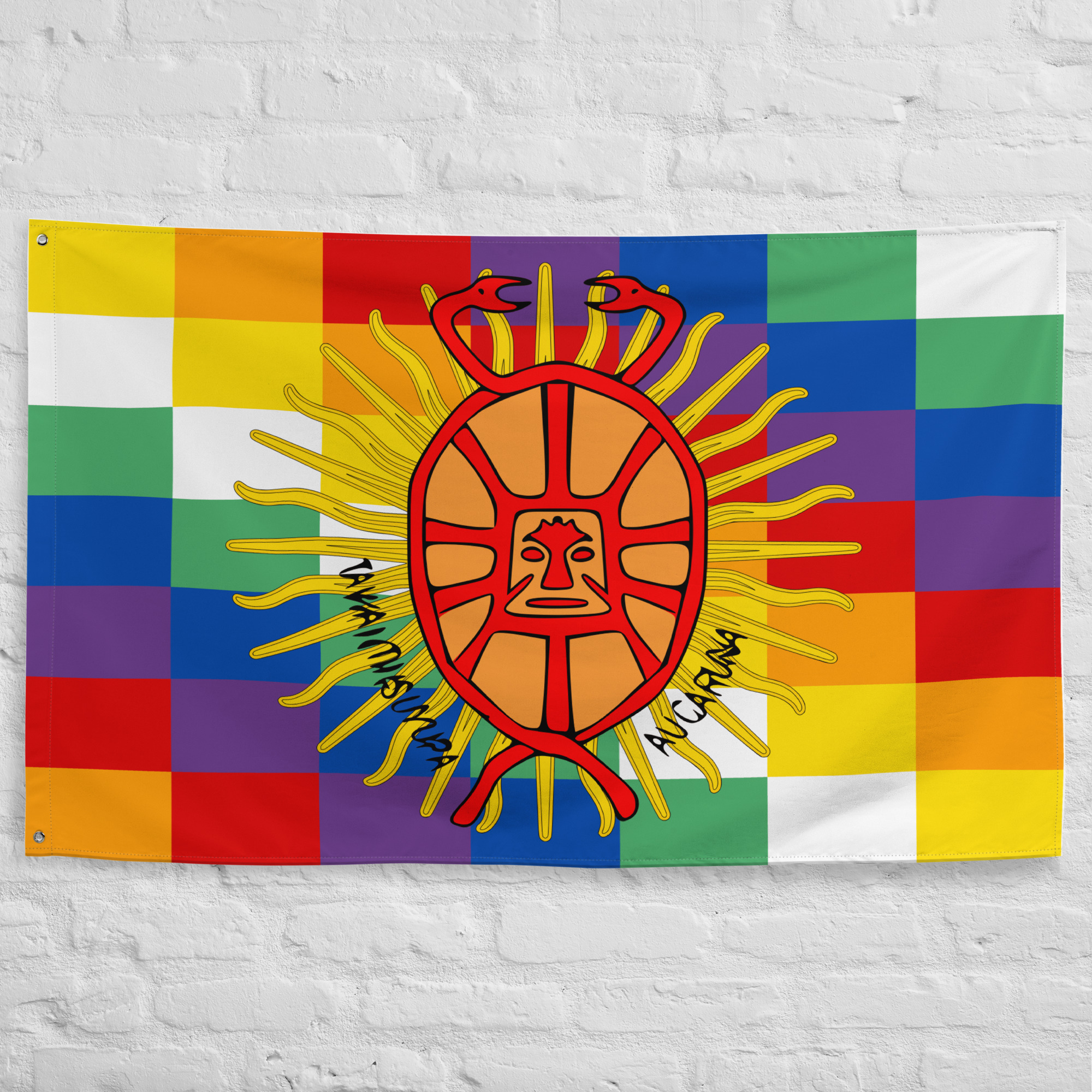 inca-empire-flag-restored-historical-andean-banner Inca Empire Flag featuring the colorful Tawantinsuyu design and imperial sun emblem representing the heritage, culture, and history of the Inca civilization.