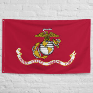 United States Marine Corps Flag featuring the Eagle, Globe, and Anchor USMC emblem on a red banner honoring Marine Corps service and tradition.