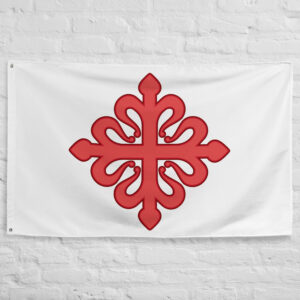 Order of Calatrava Flag featuring the historic red Calatrava Cross of the famous Spanish military and religious order of the Reconquista.
