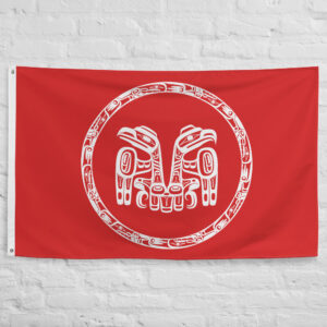 Haida Nation Flag featuring traditional Raven and Eagle Indigenous artwork representing Haida culture, heritage, and the Pacific Northwest Coast of Canada.