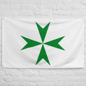 Order of Saint Lazarus Flag featuring the historic green cross of the medieval hospitaller and crusader order founded in Jerusalem.