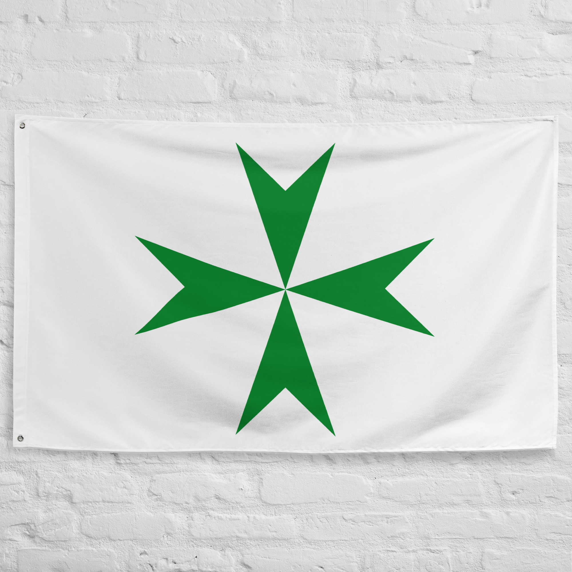 Order of Saint Lazarus Flag featuring the historic green cross of the medieval hospitaller and crusader order founded in Jerusalem.