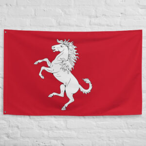 Kent County Flag featuring the White Horse of Kent on a red background representing the historic county of Kent in England.