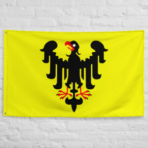 March of Verona Flag featuring the black imperial eagle on a golden field associated with the Holy Roman Empire and medieval northern Italy.