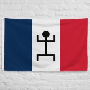 French Sudan Flag featuring the French tricolor and historic regional emblem associated with French Sudan in West Africa.
