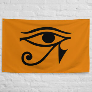 Eye of Horus Flag featuring the ancient Egyptian Eye of Horus symbol representing protection, healing, wisdom, and divine power.