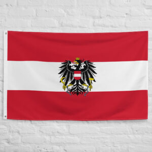 Austria Empire Flag featuring the imperial Habsburg eagle on a red white red field, historic Austrian imperial banner and symbol of the Austrian Empire.