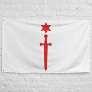 Order of Dobrzyn Flag featuring the historic red sword and star emblem of the medieval Polish military order founded to defend Christian frontier territories.