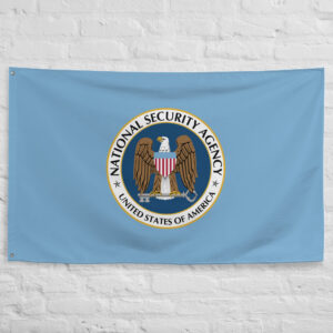 NSA Flag featuring the official National Security Agency insignia on a light blue background representing the United States intelligence and security agency.