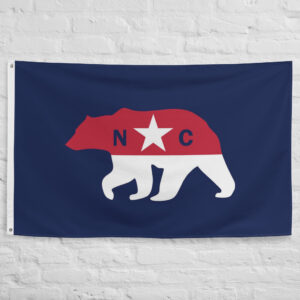 North California Flag from Cyberpunk 2077 featuring a bear emblem representing the fictional North California Republic near Night City