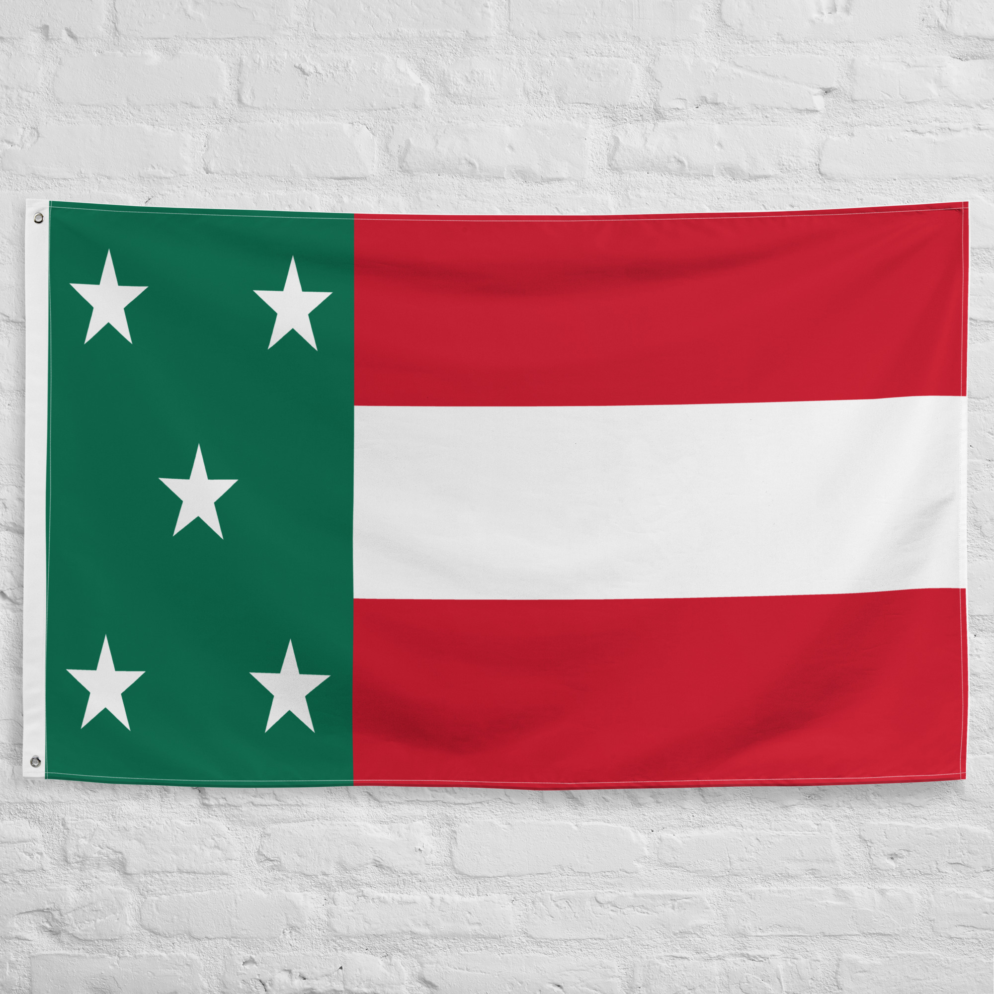 republic-of-yucatan-flag.jpg Republic of Yucatan Flag featuring five white stars on a green canton with red and white stripes representing the historic Yucatecan republic.