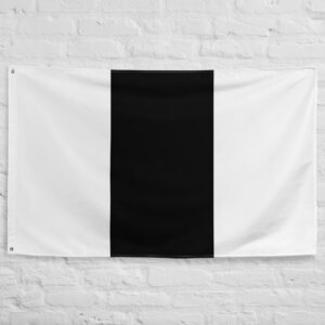 Tokugawa Shogunate Flag featuring a black vertical stripe on a white field representing the military government that ruled Japan during the Edo period.
