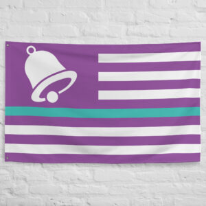 Baja Blast Inspired Flag featuring a colorful purple design with stripes and a beverage themed symbol for collectors and novelty decor enthusiasts.