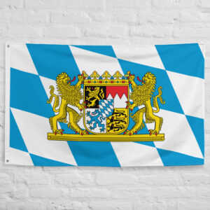 Bavarian Flag featuring the historic Bavarian crest representing the heritage, culture, and traditions of Bavaria in southern Germany.