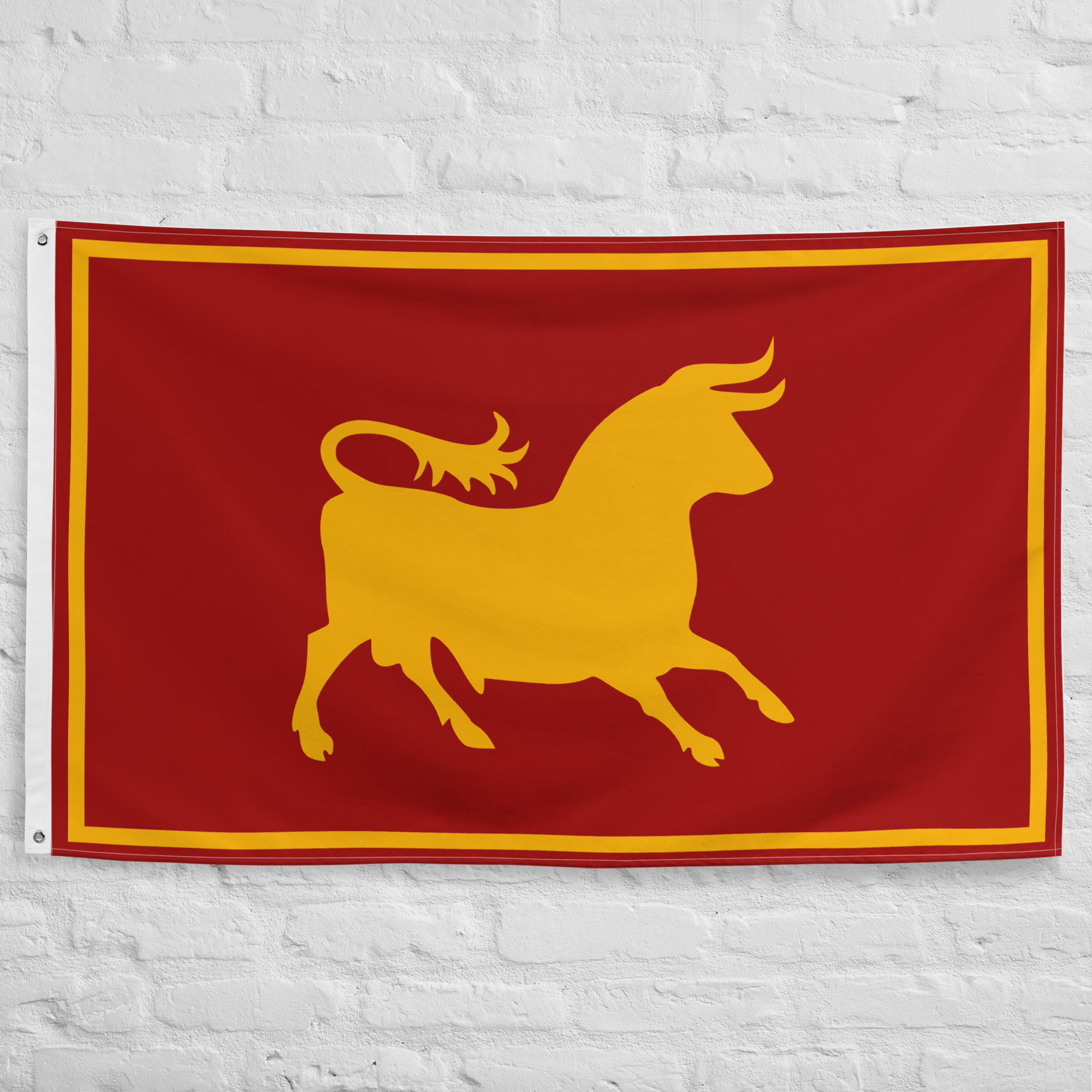 caesars-legion-flag-fallout-new-vegas.jpg Caesar's Legion Flag from Fallout New Vegas featuring the iconic golden bull emblem on a red faction banner.