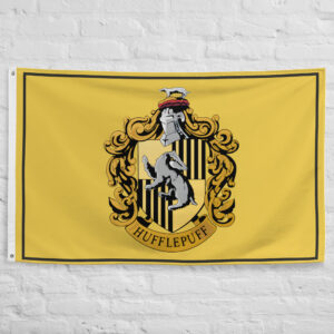 Hufflepuff Flag featuring the badger crest and house colors symbolizing loyalty, patience, fairness, dedication, and friendship.