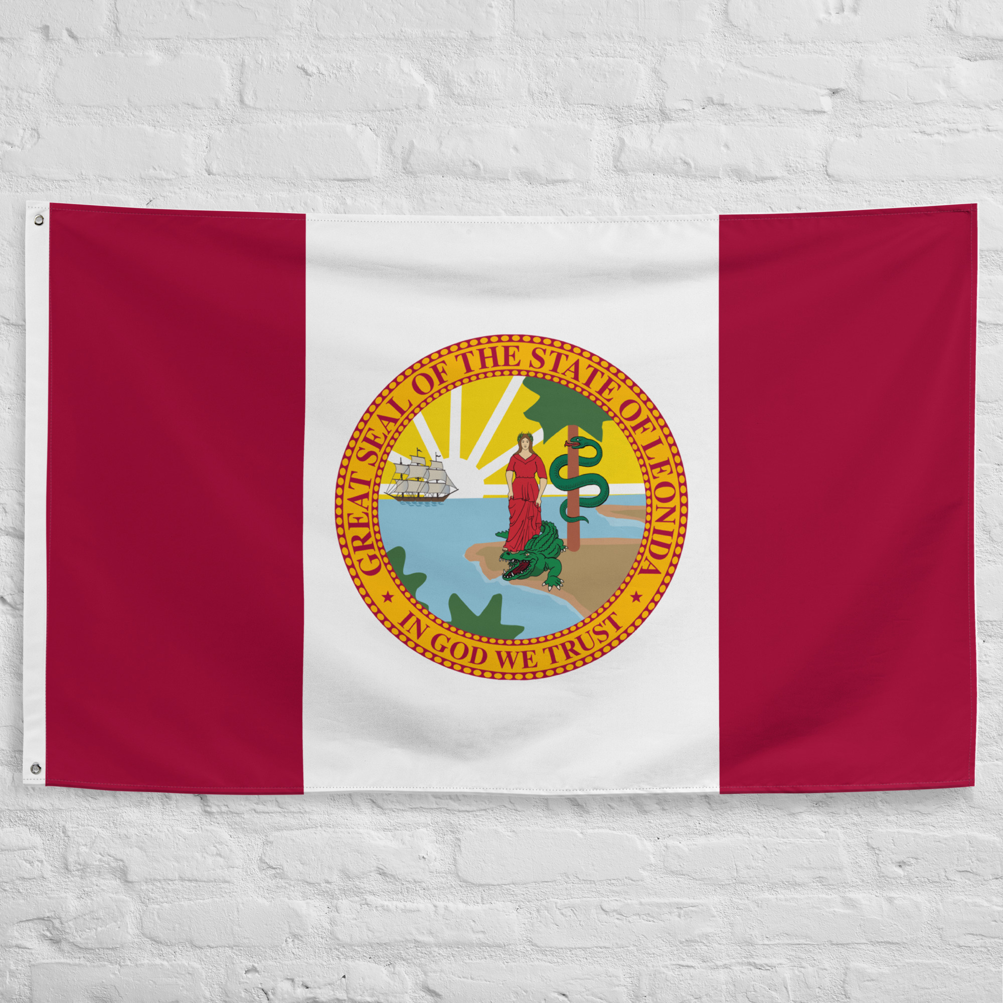 Leonida Flag featuring a fictional state seal inspired by GTA VI and the modern coastal state of Leonida.
