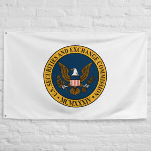 SEC Flag featuring the official seal of the U.S. Securities and Exchange Commission with eagle emblem and government insignia.