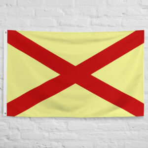 Kingdom of Strathclyde Flag featuring a red saltire representing the historic Brittonic kingdom of medieval Scotland and northern Britain.