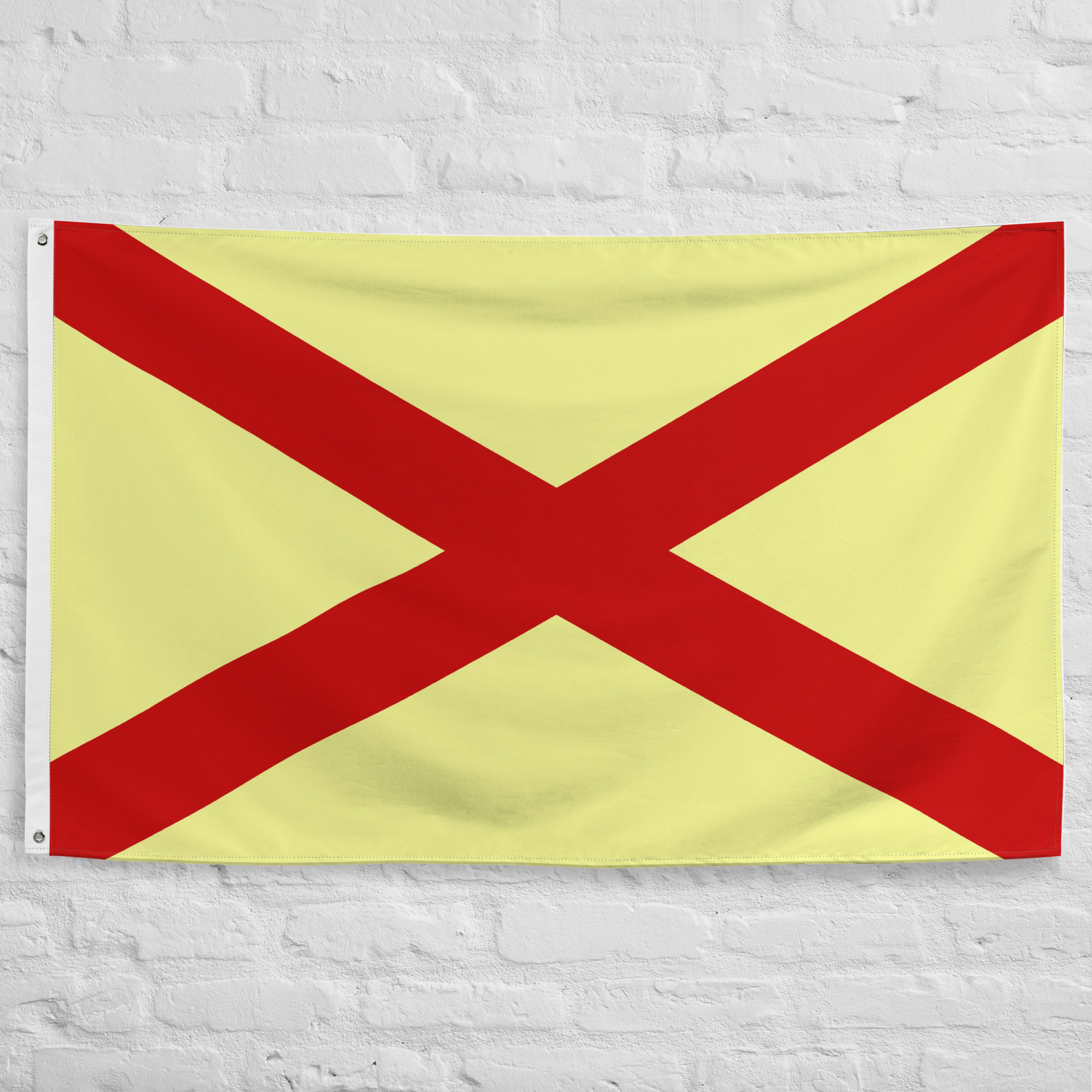 Kingdom of Strathclyde Flag featuring a red saltire representing the historic Brittonic kingdom of medieval Scotland and northern Britain.